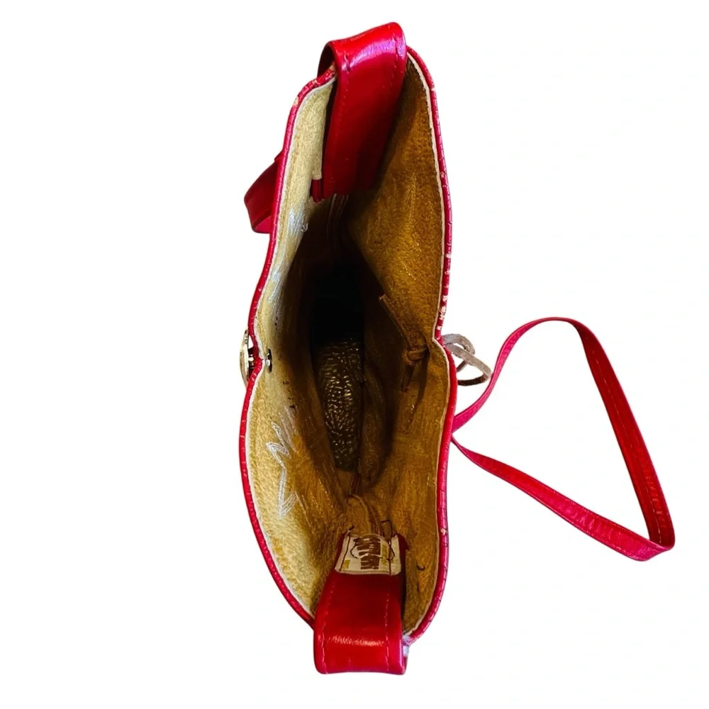 Vintage Women’s 80s Red Leather Cowboy Boot Shoulder Crossbody Bag Western - Picture 8 of 10